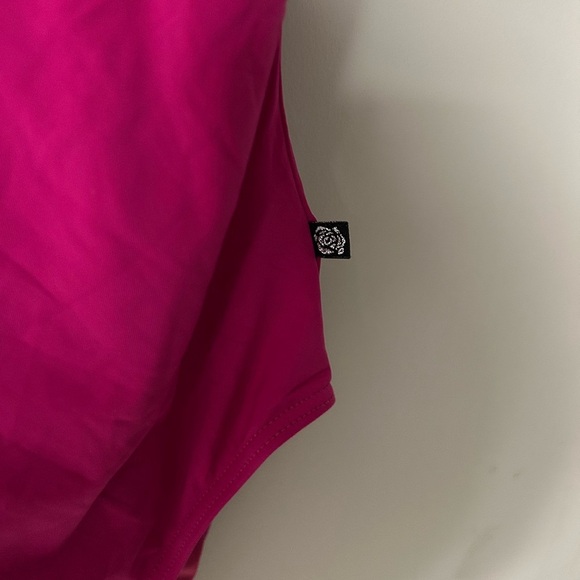 La Vie En Rose Aqua Pink One Shoulder Ruffled Bathing Suit - Picture 3 of 4